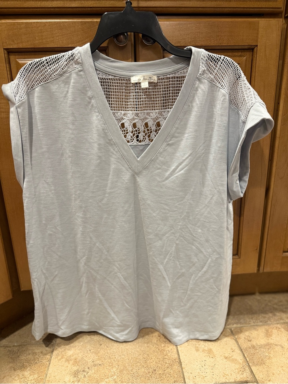 Grey  Lace Inset Women’s Top